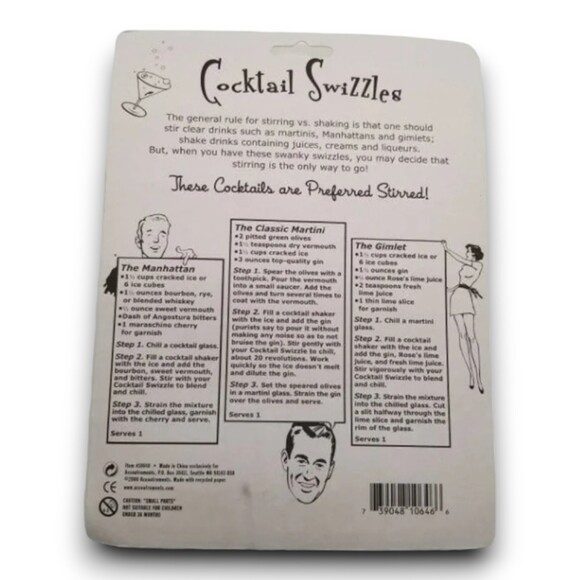 Cobalt Blue Tiki Cocktail Swizzles Accoutrements Drink Stirrer Pack Sealed - Picture 2 of 2